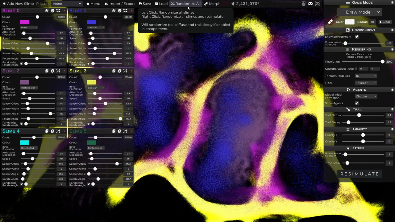 Скриншот PHYSARUM: Slime Mold Simulator